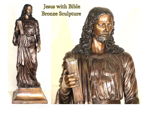 Jesus With Bible Life Size Bronze Statue Religious Statuary Catholic